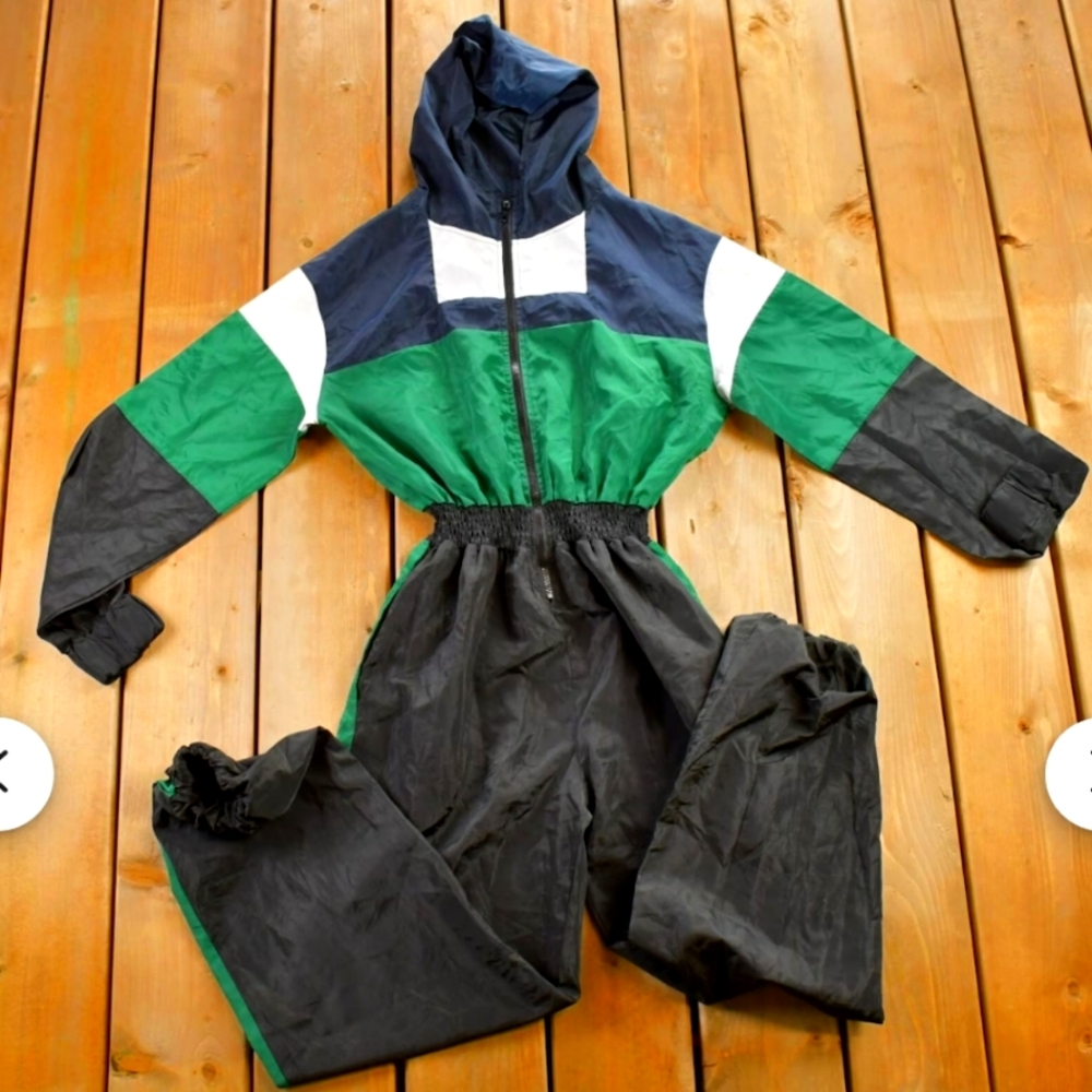 Color Block Jumpsuit Coveralls Sports green black
